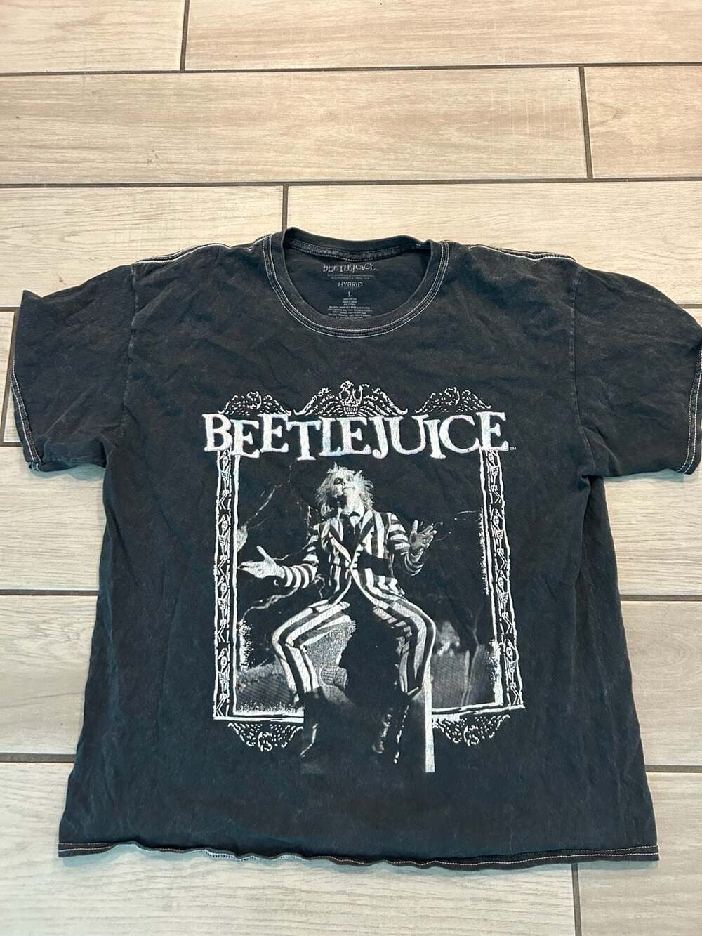 Beetlejuice T-Shirt Men's Size Large Short-Sleeve Black Cotton Graphic T-Shirt